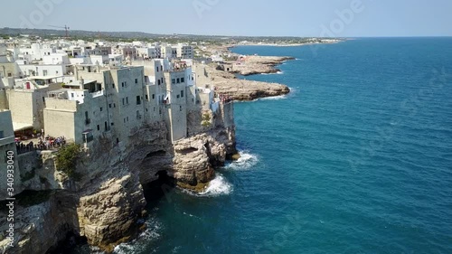 Aerial view of Polignano a Mare italian sea village