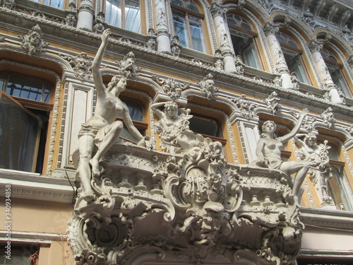 detail of the facade of an ancient building in Odessa