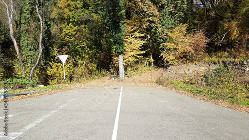 Dead End of asphalt rural road without sign photo
