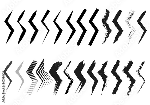 Rayos negros sobre fondo blanco.
