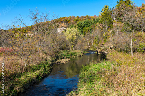 Whitewater park river and bluffs autumn landscape photo