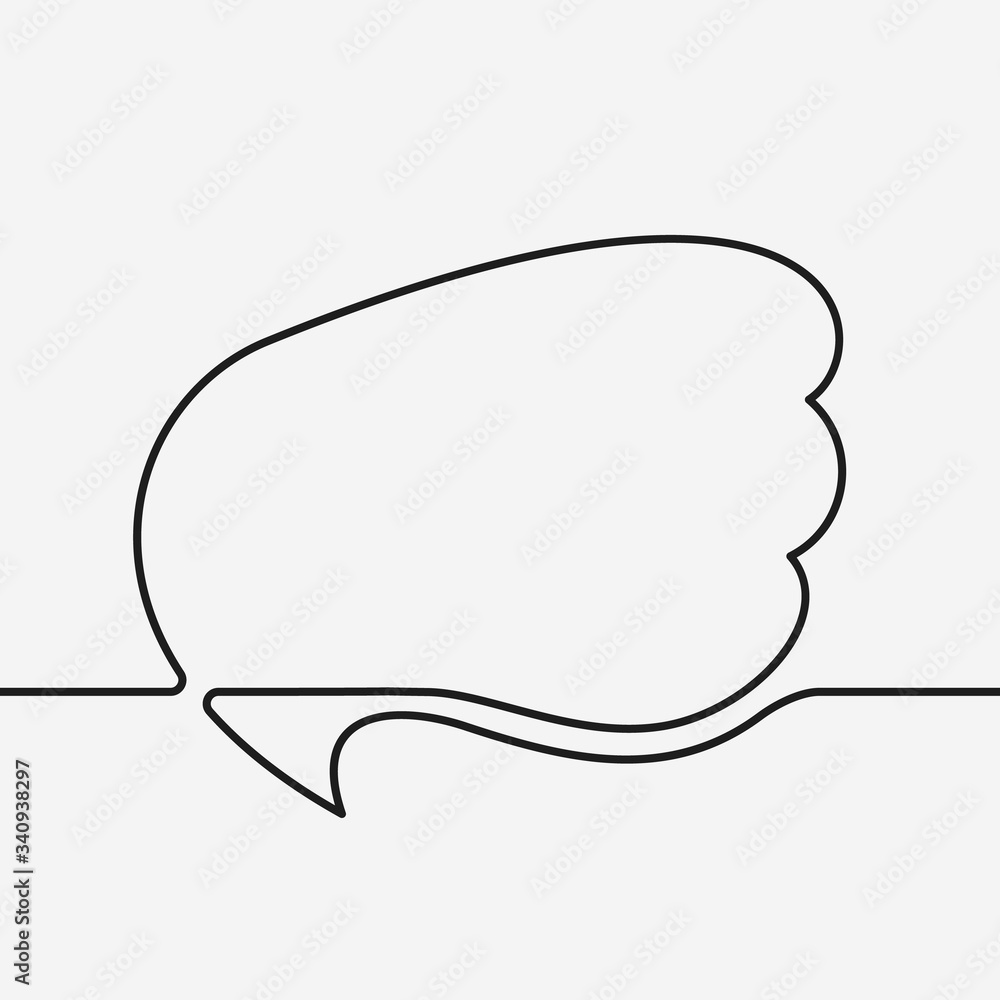 Speech bubble continuous line drawing flow liquid shape, Black and white vector minimalistic linear illustration made of one line Speech bubble continuous line drawing flow liquid shape, Black and white vector minimalistic linear illustration made of one line