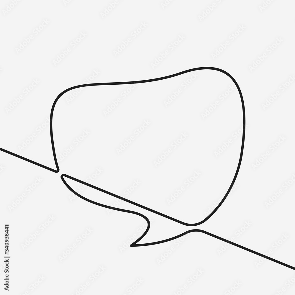 Speech bubble continuous line drawing flow liquid shape, Black and white vector minimalistic linear illustration made of one line Speech bubble continuous line drawing flow liquid shape, Black and white vector minimalistic linear illustration made of one line