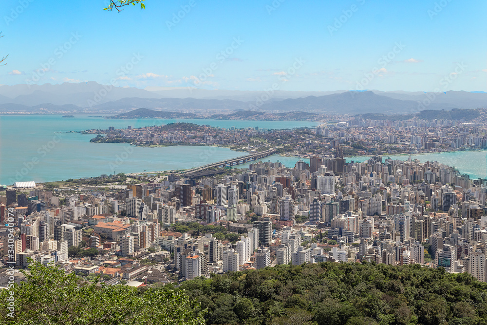 Vista do morro da Cruz em Florianópolis, Santa Catarina