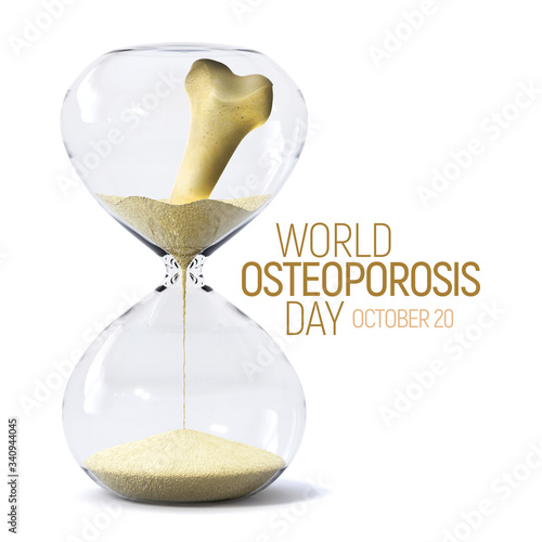 Photos October 20 World Osteoporosis Day concept art showing the problems occuring by time of a disease of bones that leads to an increased risk of fracture