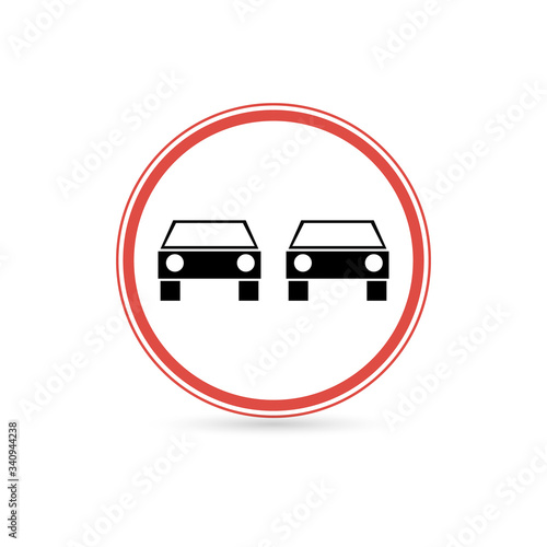 Prohibited overtaking icon. Flat illustration of prohibited overtaking vector icon for web