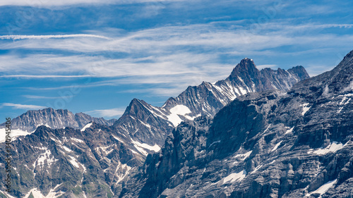 Switzerland, Panoramic view on First and Wetterhorn and green Alps around © AlehAlisevich