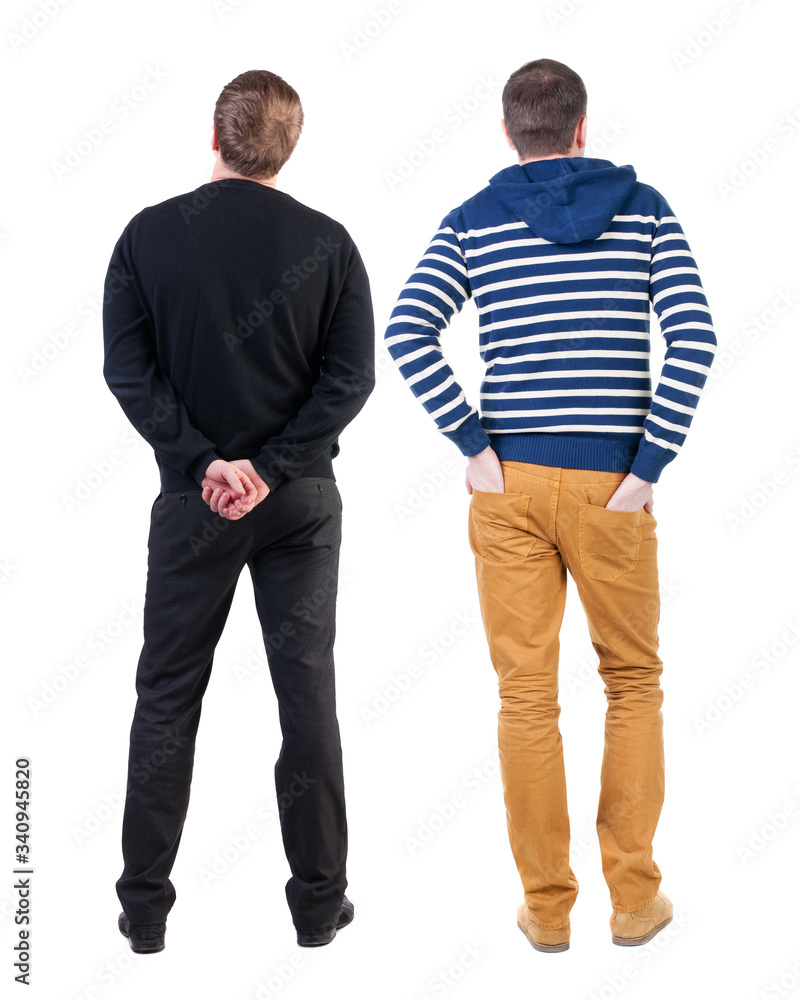Back view two man in sweater. Back view two man in sweater.