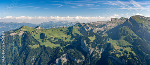 Switzerland, Panoramic view on Schynige Platte and green Alps around