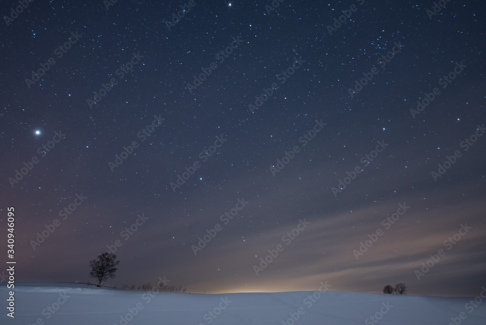 Fototapeta premium 冬の丘の星空
