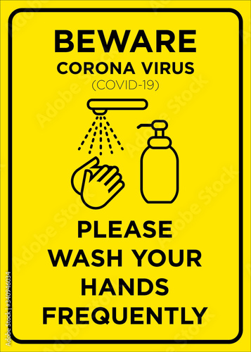 Vector Poster: Corona Virus (COVID-19), Please, Wash your hands frequently poster