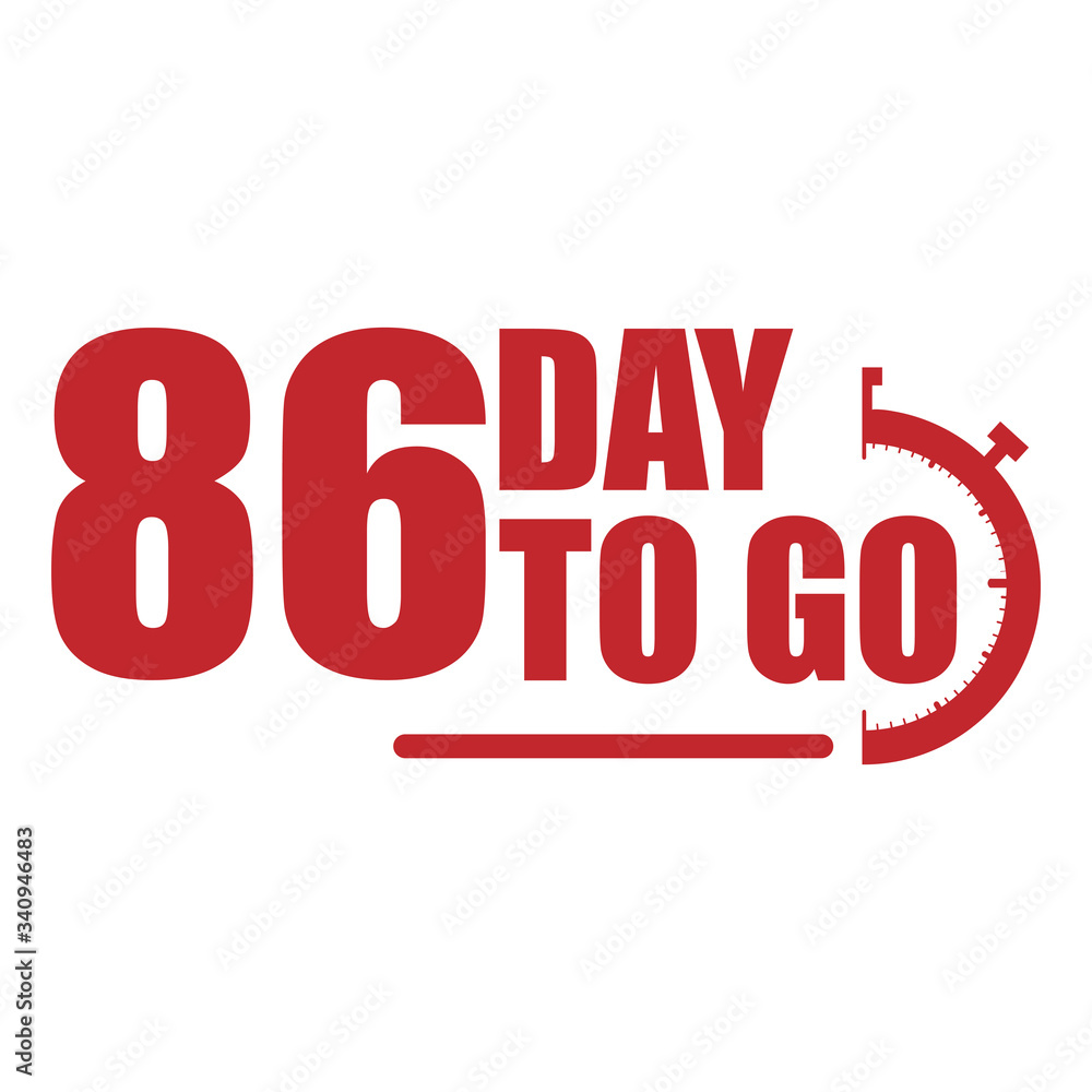 86 day to go label, red flat with promotion icon, Vector stock illustration 86 day to go label, red flat with promotion icon, Vector stock illustration
