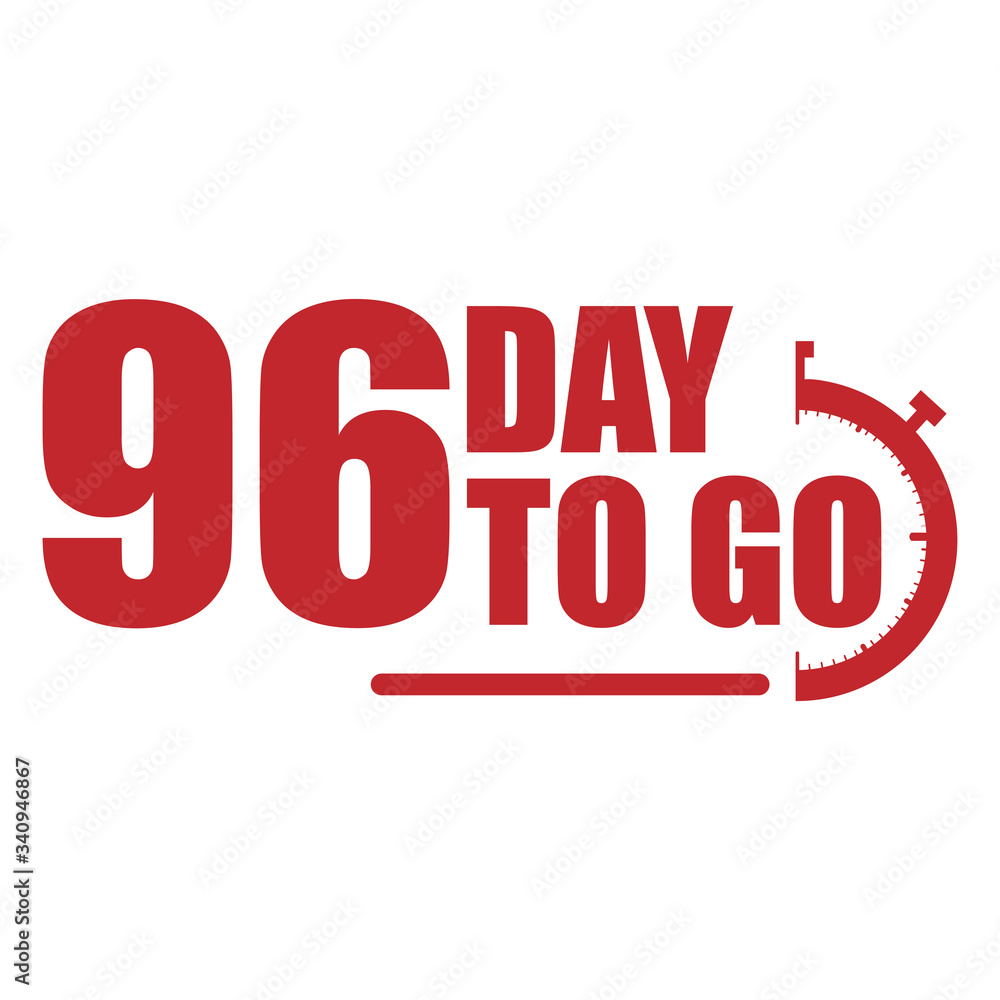 96 day to go label, red flat with promotion icon, Vector stock illustration 96 day to go label, red flat with promotion icon, Vector stock illustration