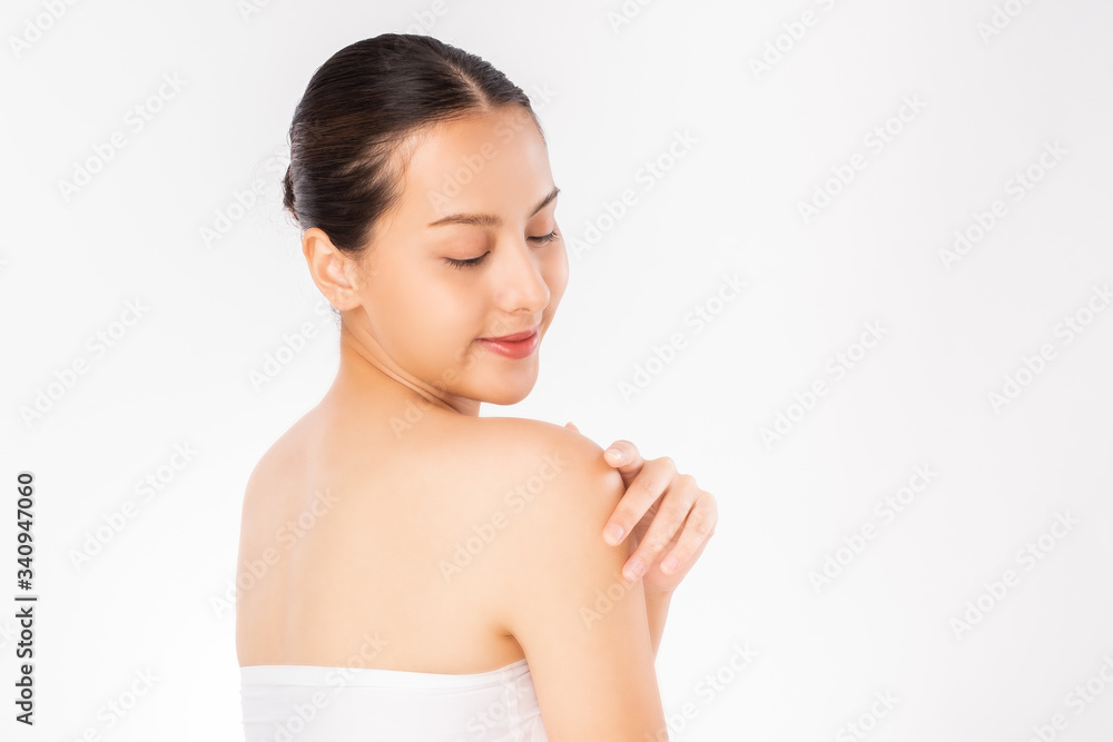 Young Asian beauty woman touching on beauty facial skin. Natural face care and skincare concept. Young Asian beauty woman touching on beauty facial skin. Natural face care and skincare concept.