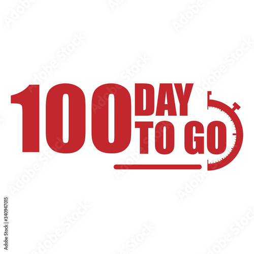100 day to go label, red flat with  promotion icon, Vector stock illustration