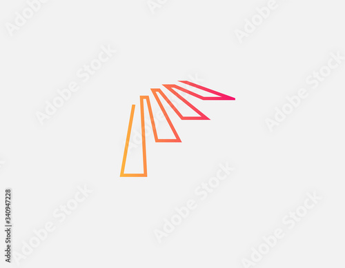 Abstract geometric logo icon bright gradient line in the form of stairs for your company, interior design studio
