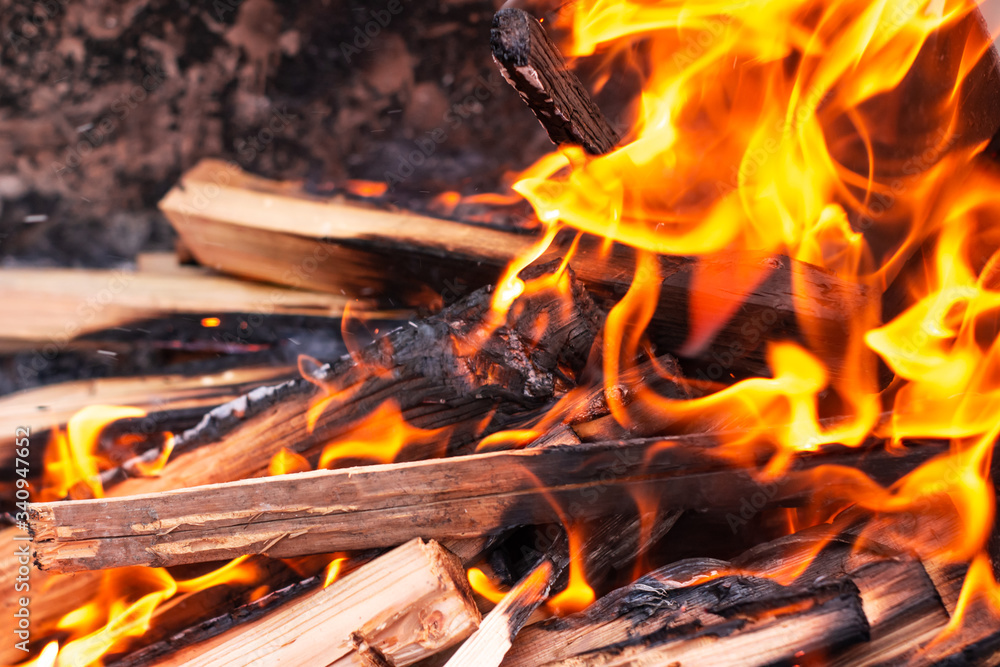 Fiery background, texture, fire closeup Fiery background, texture, fire closeup