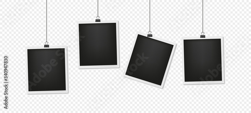 Photo cards on hang. Illustration photo frame vector
