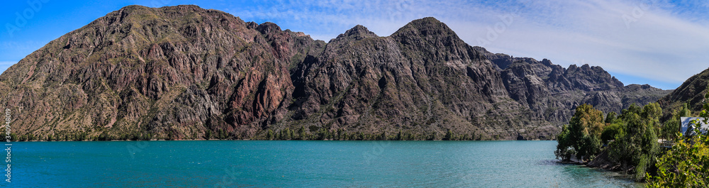 Panoramic picture of lake Reyunos, San Rafael, Mendoza, Argentina
