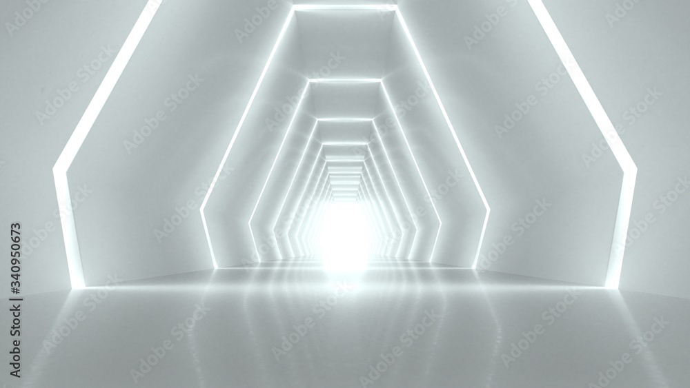 Fototapeta premium 3d render white clean empty hall abstract background