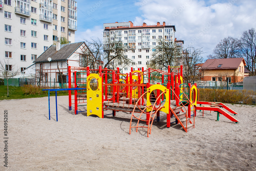 quarantined playground on spring day quarantined playground on spring day