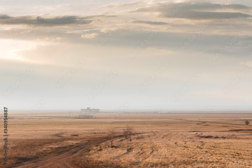 Steppe road, Elevator in the horizon