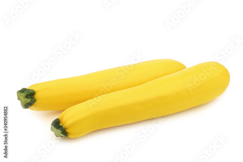  two fresh yellow zucchini's on a white background