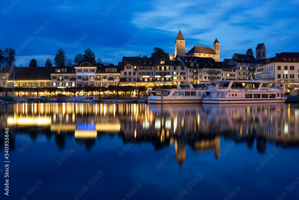 Rapperswil at Lake Zurich at night