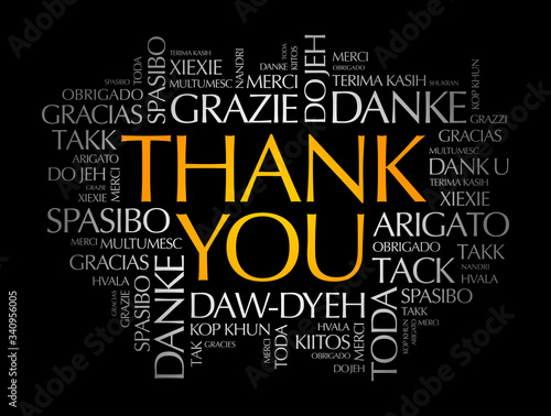 Thank You word cloud in different languages, concept background