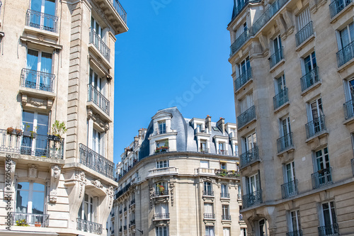 Paris, typical buildings in the Marais, in the center of the french capital 