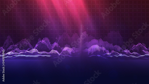 Music abstract background. Equalizer for music, showing sound waves with musical waves, the concept of a music equalizer vector.