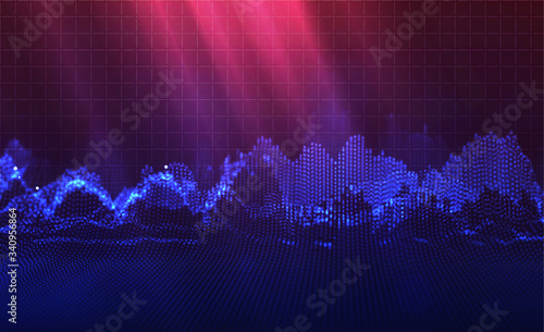 Music abstract background. Equalizer for music, showing sound waves with musical waves, the concept of a music equalizer vector.