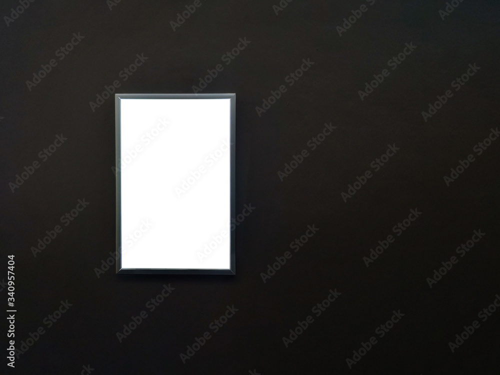 white poster with frame for advertising template.Signboard or Billboard for Important information Hanging on the lid mock up. white poster with frame for advertising template.Signboard or Billboard for Important information Hanging on the lid mock up.