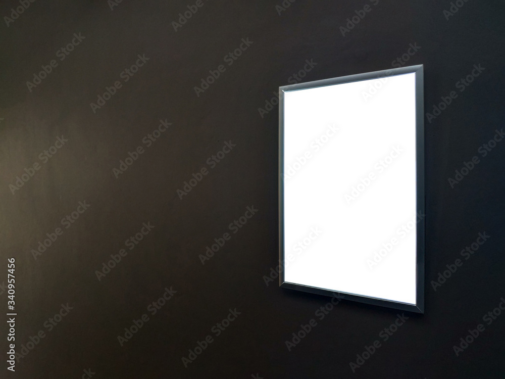 white poster with frame for advertising template.Signboard or Billboard for Important information Hanging on the lid mock up. white poster with frame for advertising template.Signboard or Billboard for Important information Hanging on the lid mock up.