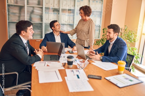 Business lawyers workers meeting at law firm office. Professional executive partners working on finance strategry at the workplace