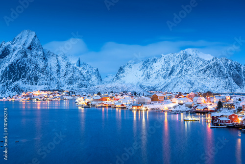 Night view of Reine, Norway © YUXUAN