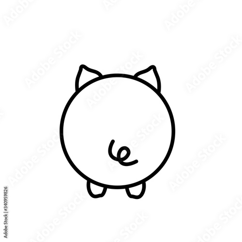 Cute piglet butt illustration