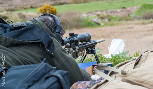 Long range Rifle target shooting at a gun range in rural Ireland