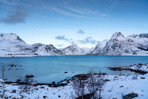 Canvas Print Snowcapped mountains in Norway