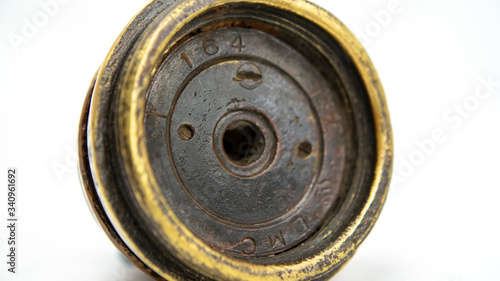 WW1 British 18 Pounder Shrapnel Shell Fuse. Fired 18 pdr fuse cap from Ypres photo