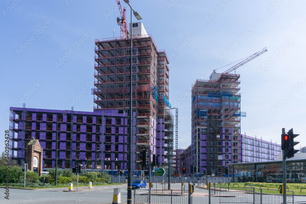 Construction of new residential apartment buildings in an urban city centre environment