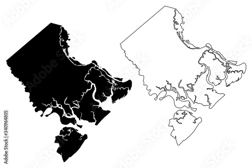 Chatham County, Georgia (U.S. county, United States of America,USA, U.S., US) map vector illustration, scribble sketch Chatham map