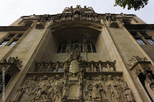 Main portico & external stonework of the Supreme Court of the United Kingdom, Westminster, London, England