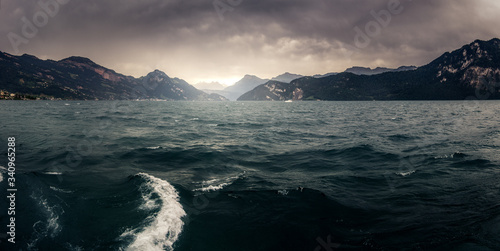 Sunset and storm on Lake Lucerne