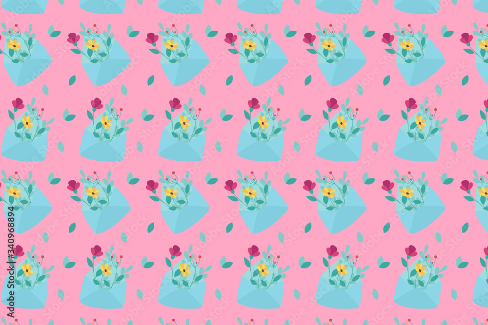Spring cute background. Envelope with flowers. Spring cute background. Envelope with flowers.