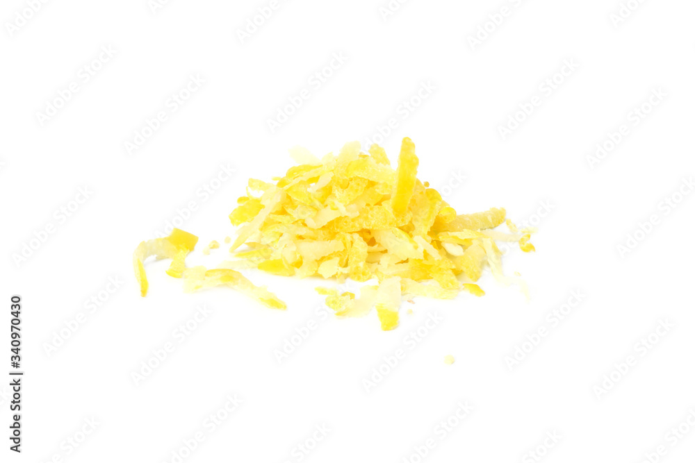 Obraz premium lemon zest isolated on white background. healthy food