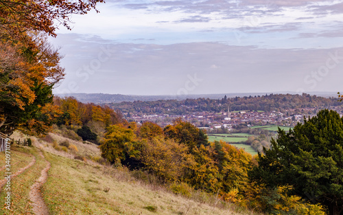 Ranmore Common and Dorking town, Surrey Hills, UK 