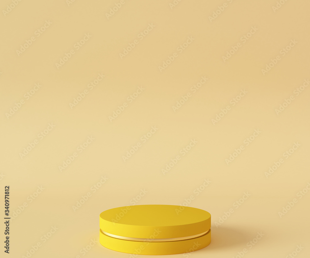 3D Rendering -Illustration yellow pedestal isolated on light yellow background, modern minimal concept, empty stage, abstract geometry shape pastel color, Cosmetic background for product presentation. 3D Rendering -Illustration yellow pedestal isolated on light yellow background, modern minimal concept, empty stage, abstract geometry shape pastel color, Cosmetic background for product presentation.