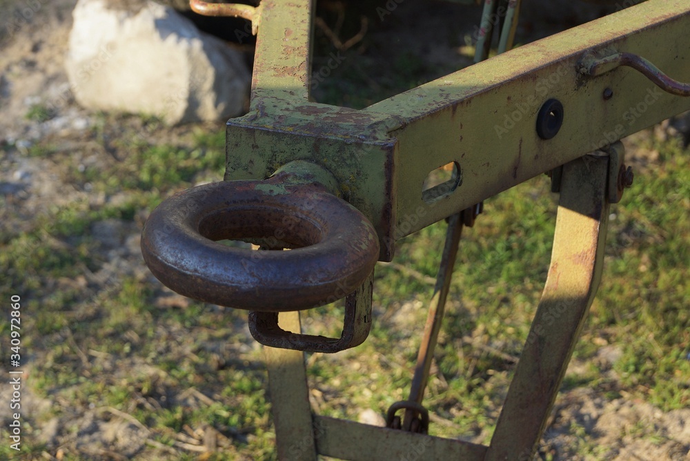 one old iron brown iron hitch on the street one old iron brown iron hitch on the street