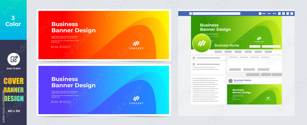 Professional Corporate Facebook timeline cover design, twitter banner, colorful and modern cover banner design template